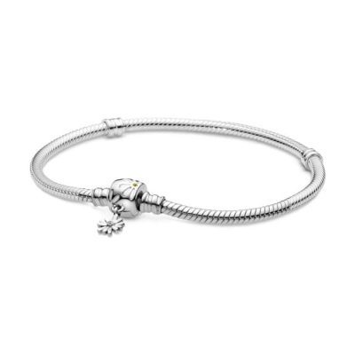 PANDORA Moments Daisy Flower Clasp Snake Chain Bracelet