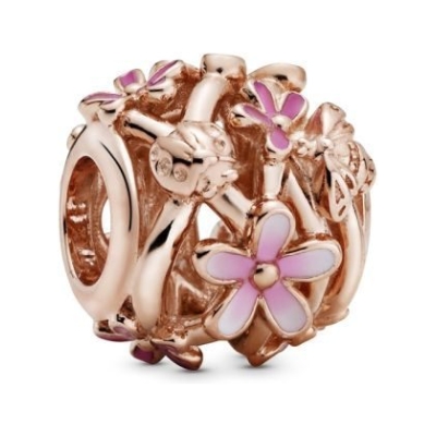 PANDORA Openwork Pink Daisy Flower Charm