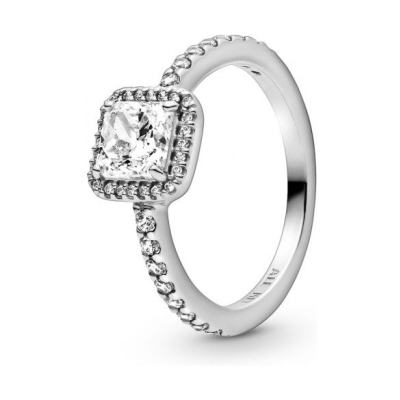 PANDORA Square Sparkle Halo Ring