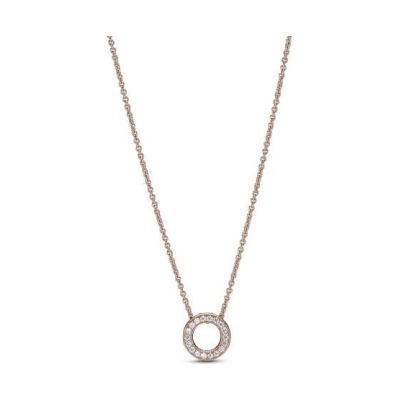 Pandora Logo Pave Circle Collier Necklace