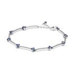 PANDORA Silver Blue Sparkling Pave Bars Bracelet