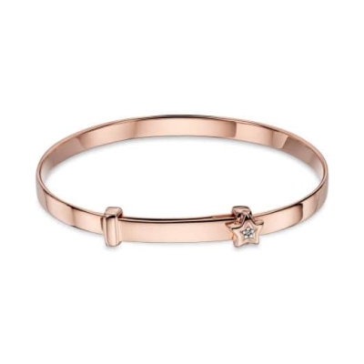 Little Star Gracie Rose Gold Diamond Star Christening Bangle