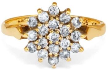 18ct yellow gold diamond starburst cluster ring