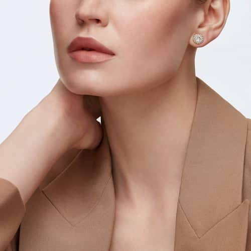 Buy Swarovski Angelic Stud Pierced Earrings, White, Gold-tone plated