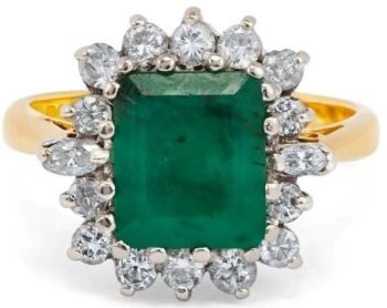 Emerald Diamond cluster ring 2