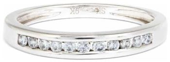 channel set diamond half eternity ring 9ct white gold