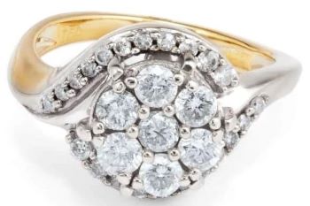 cluster swirl ring diamond set 18ct white gold
