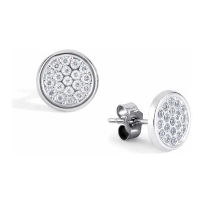 White Gold Round Cz Stud Earrings
