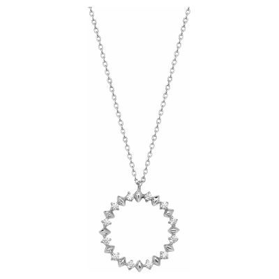 Sterling Silver Abstract Halo Cz Pendant