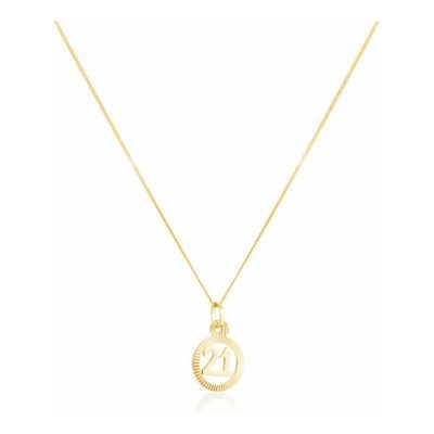 Yellow Gold '21' Circle Pendant With Chain