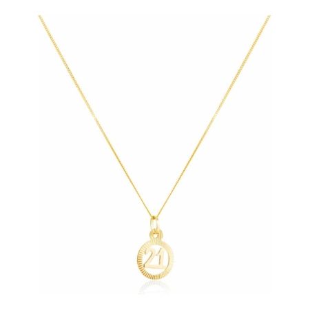 Yellow Gold '21' Circle Pendant With Chain