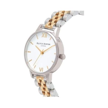 Burton Ladies White Dial Silver & Gold Bracelet Watch