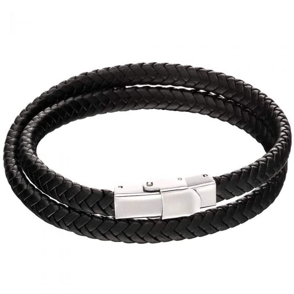 Fred Bennett Two Tone Brown Recycled Leather Plaited Bracelet