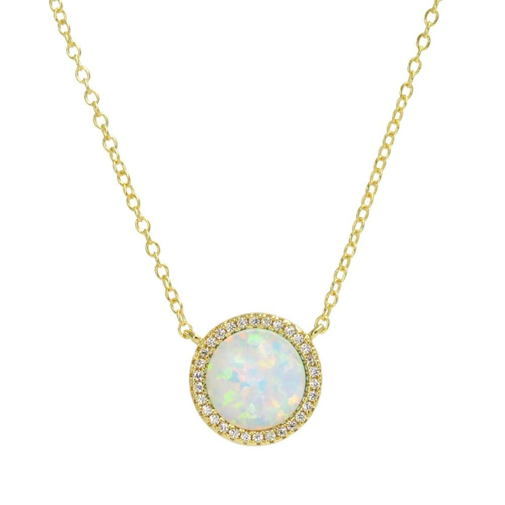 Kamaria Gold Beacon White Opal Circle Necklace | David Christopher