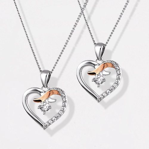 3SCGKP Kiss heart pendant sterling silver