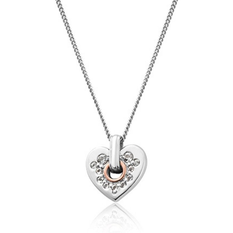 Clogau Silver & Rose gold Tree of Life Double Heart Pendant - 3SDHP