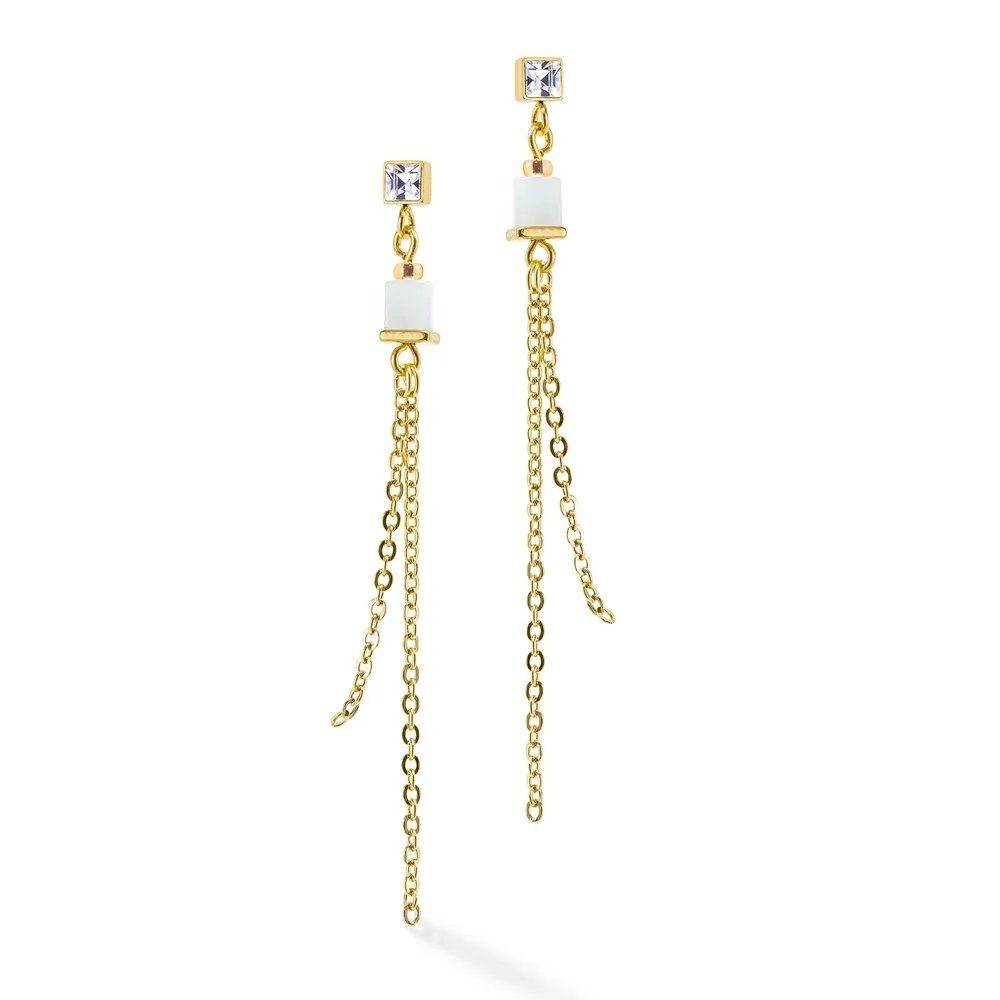 Gold Chain & Freshwater Pearl Dangly Earrings – Scott-Samuel