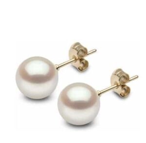 9ct akoya white 8 5 9mm stud cultured pearl