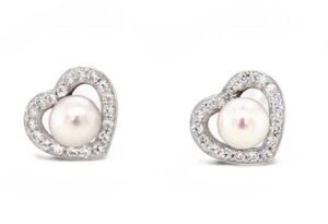 sugar sugar cz heart freshwater pearl stud earrings