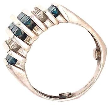 Treated blue natural white diamond 9ct white gold ring