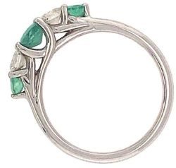 Emerald diamond five stone ring