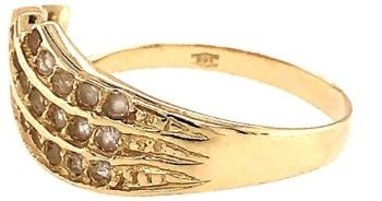 Triple row cubic zirconia 14ct yellow gold ring