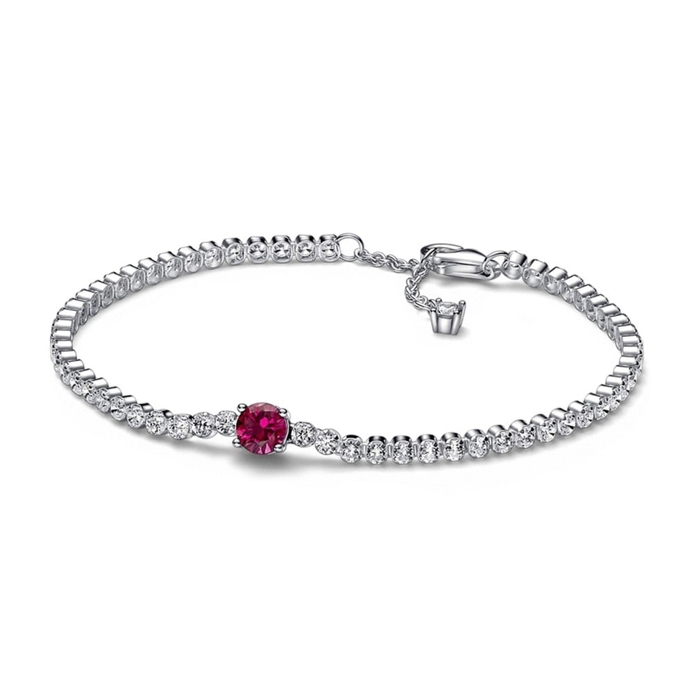 PANDORA Red Sparkling Round Pavé Tennis Bracelet 592403C01 | David ...