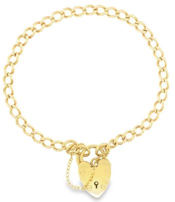 Heart padlock bracelet 9ct yellow gold