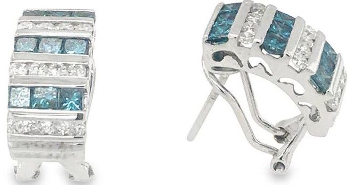 blue and white diamond earrings