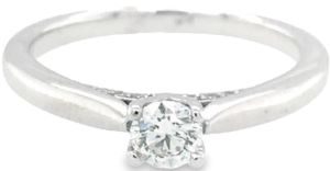 18ct white gold diamond ring with diamond set bridge