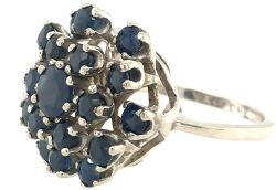 18ct white gold statement sapphire cluster ring