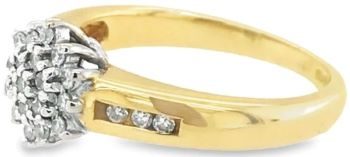 Channel set Diamond cluster ring 18ct yellow gold