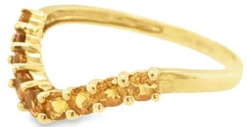Citrine wishbone ring 9ct yellow gold