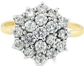 Diamond cluster 18ct yellow gold engagement ring