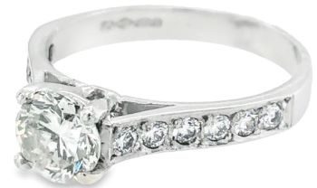 Diamond engagement ring diamond set shoulders