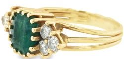 Emerald diamond 9ct yellow gold ring