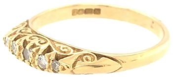 Five stone diamond Victorian ring 18ct yellow gold