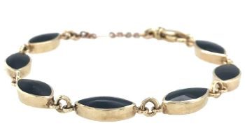 Jet 9ct yellow gold bracelet