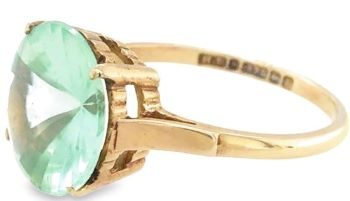 Mint green synthetic spinel 9ct yellow gold ring