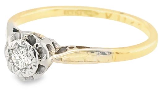 Palladium 18ct yellow gold illusion diamond ring