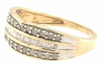 Round baguette diamond half eternity 9ct yellow gold ring