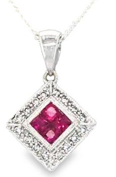 Ruby diamond white gold pendant