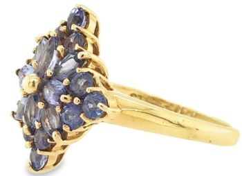 Tanzanite cluster 9ct yellow gold ring