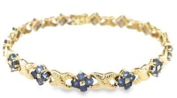 Tanzanite floral cluster 14ct yellow gold bracelet