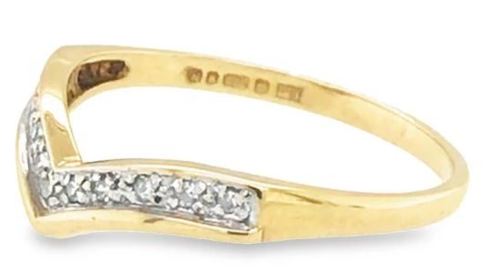 Wishbone ring diamond pave ring 9ct yellow gold