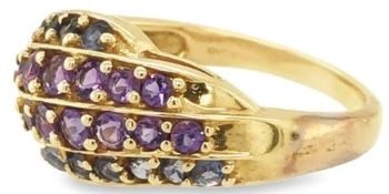 amethyst tanzanite 9ct yellow gold dome ring