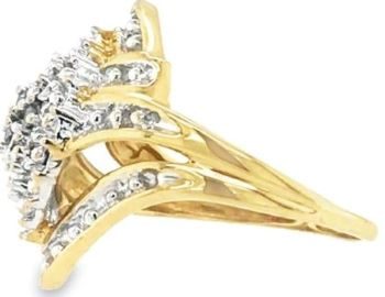 diamond cluster fancy ring 9ct yellow gold