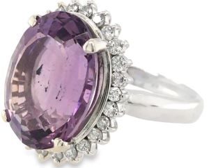 oval amethyst diamond cluster platinum ring