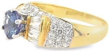 tanzanite diamond cluster 18ct yellow gold ring