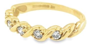 Cubic zirconia twist ring 9ct yellow gold ring